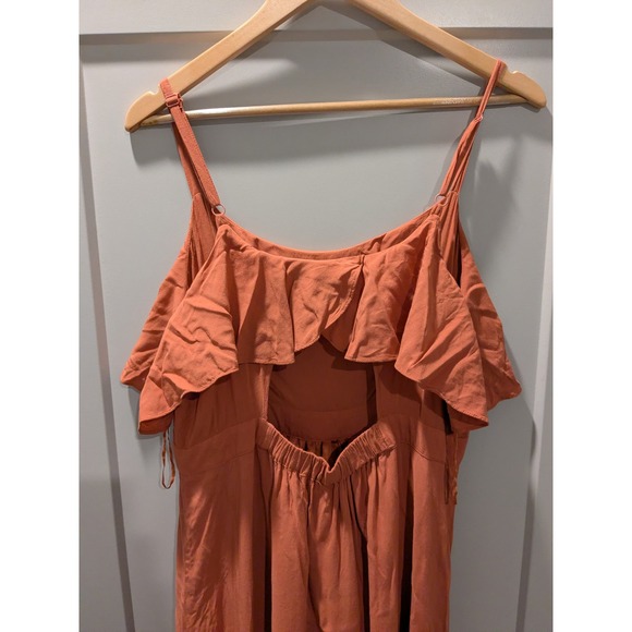 FREE PEOPLE Flock of Birds Burnt Orange Ruffle‎ Maxi Dress S L - Picture 9 of 13